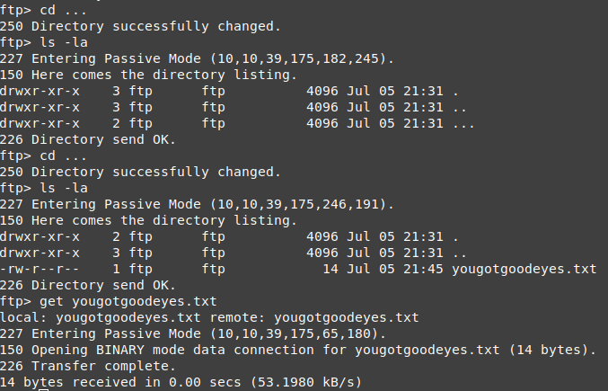 ftp listing contents of dir